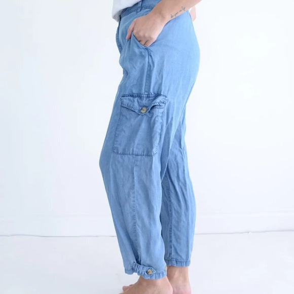 Suko Cargo Style Cotton Blue Chambray Denim Jeans - Picture 4 of 14